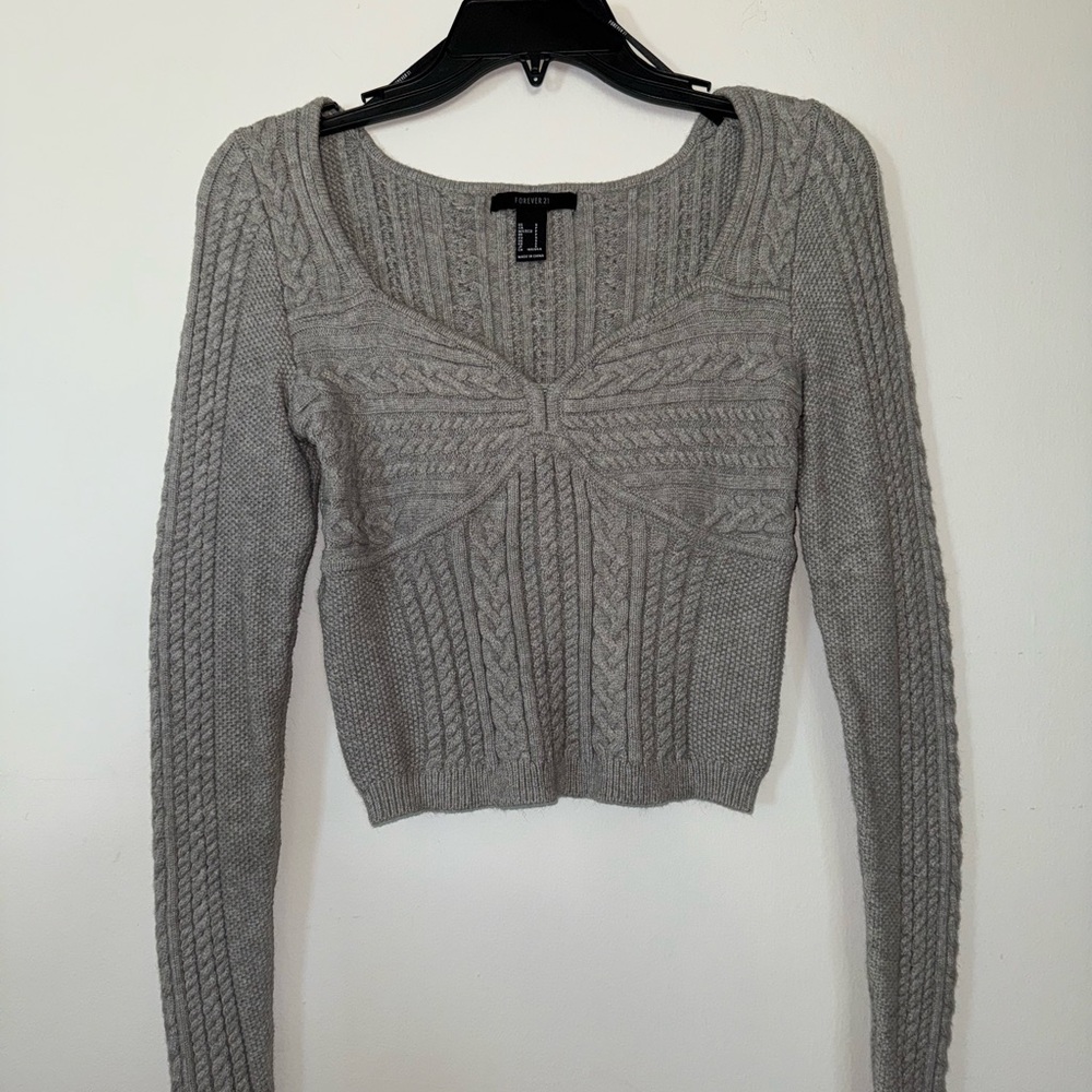 Gray Cable Knit Sweater